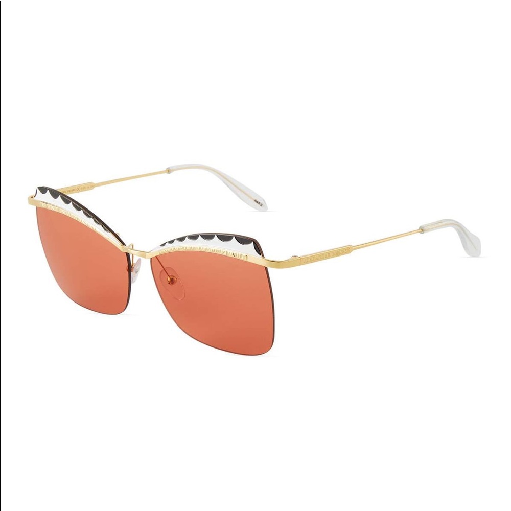 NWOT Alexander McQueen Red/Gold Rimless Sunglasses